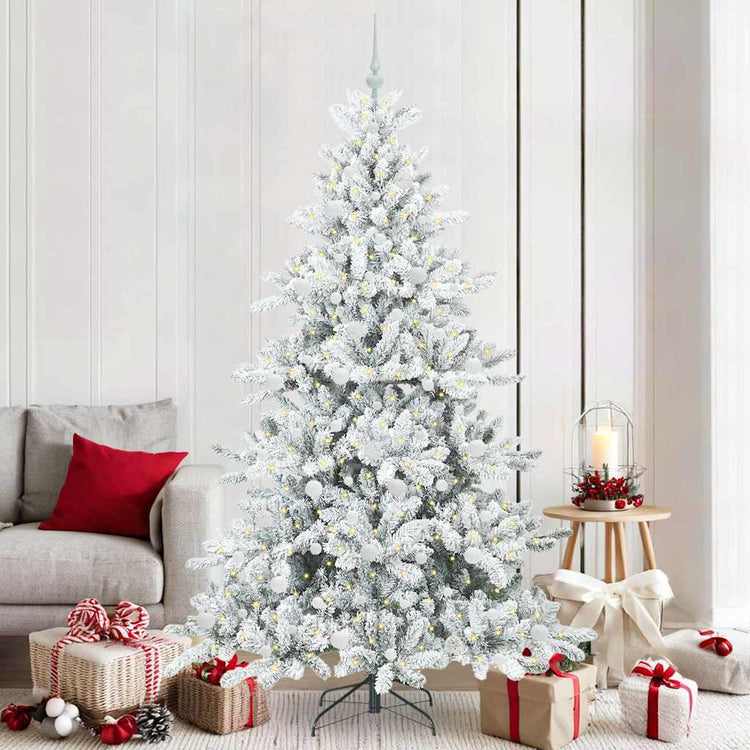 Vidaxx sapin de Noël artificiel pliant blanc 210 cm PVC et acier