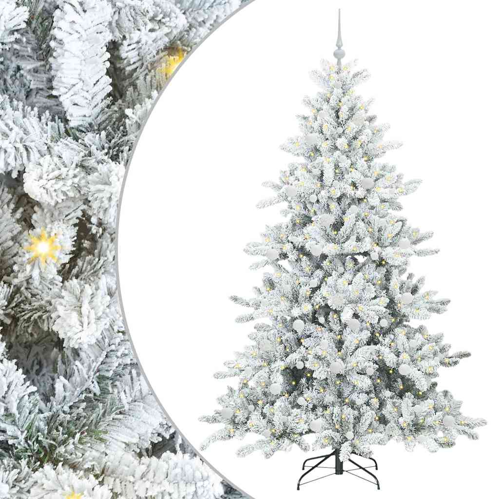 Vidaxx sapin de Noël artificiel pliant blanc 210 cm PVC et acier