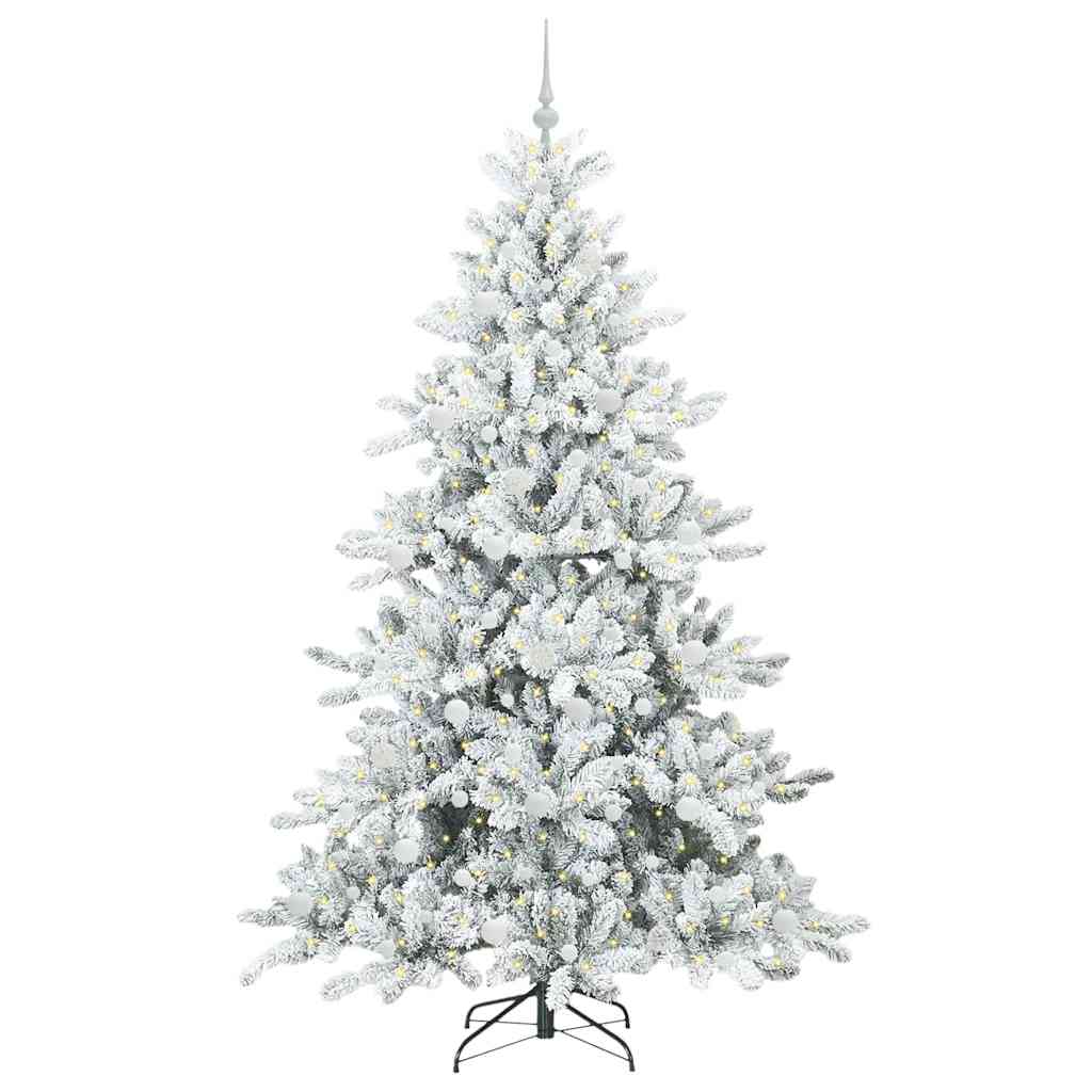 Vidaxx sapin de Noël artificiel pliant blanc 210 cm PVC et acier