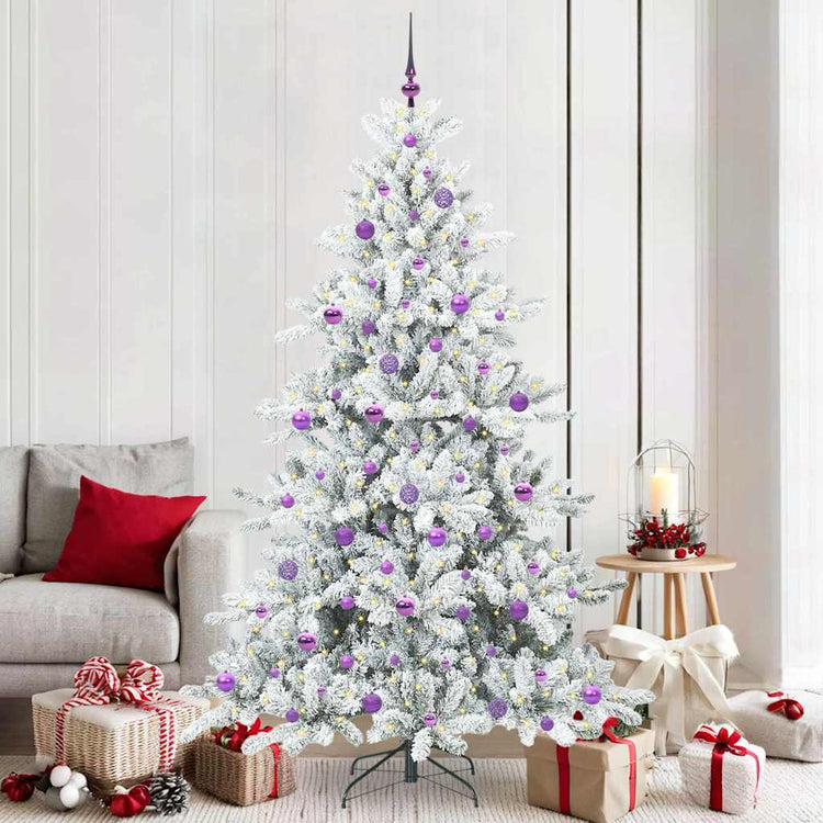 Vidaxx sapin de Noël artificiel pliant blanc 210 cm PVC et acier