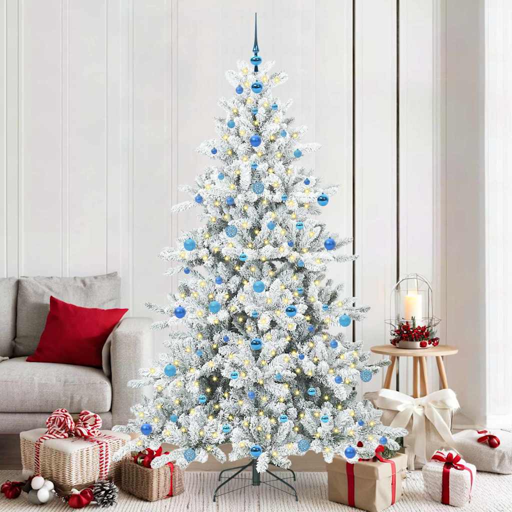 Vidaxx sapin de Noël artificiel pliant blanc 210 cm PVC et acier
