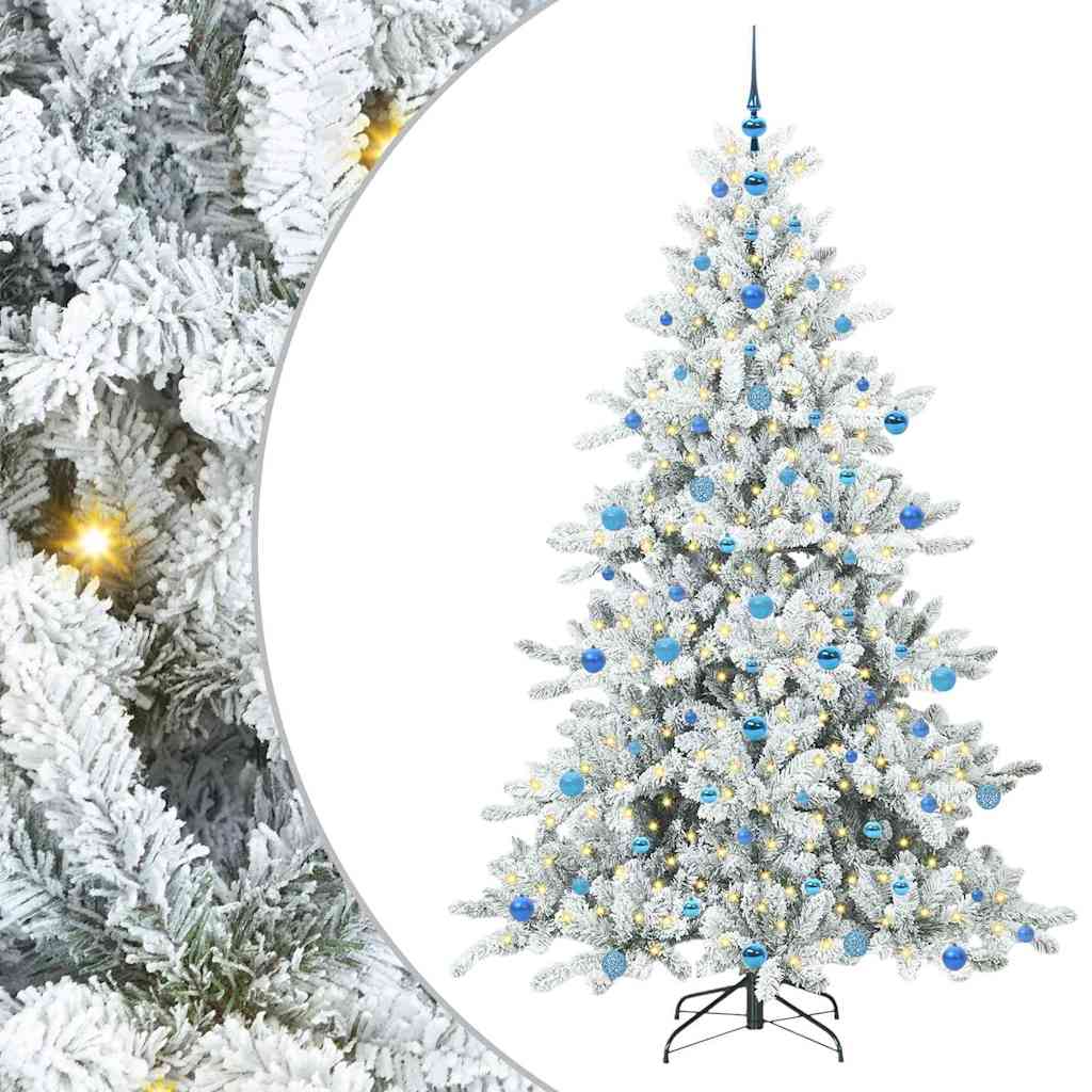 Vidaxx sapin de Noël artificiel pliant blanc 210 cm PVC et acier