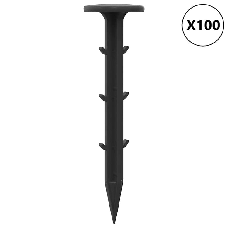 Vidaxx piquets de sol 100 pcs noir ø3 x 11 cm en plastique