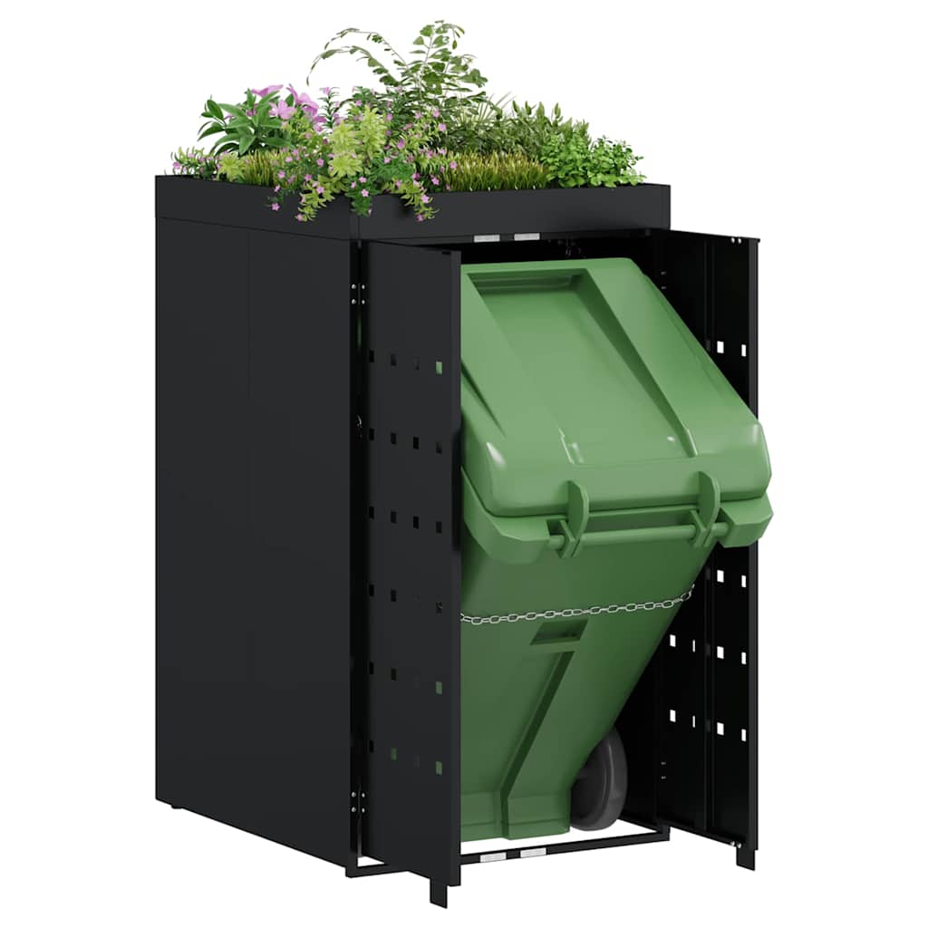 Vidaxx chariot de rangement pivotant avec toit jardinière pour conteneur simple 240l noir