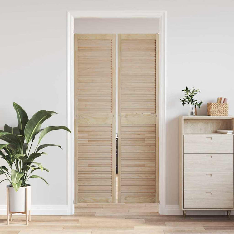 Vidaxx porte de placard 2 pcs naturel 201 x 2,1 x 49,5 cm bois de pin massif