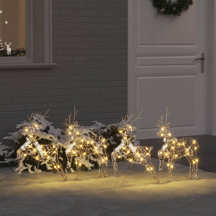 VidaXL Renne LED avec 80 LED 4 pcs capuchon doré