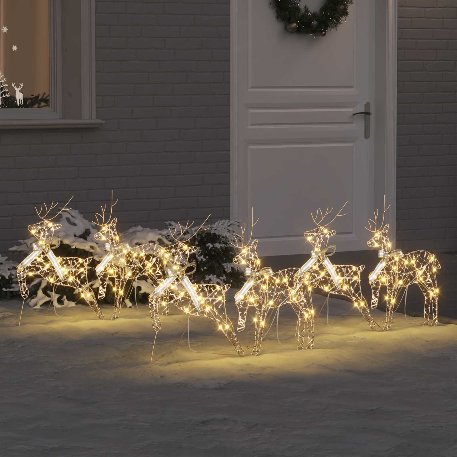 VidaXL Renne LED avec 180 LED 6 pcs capuchon doré