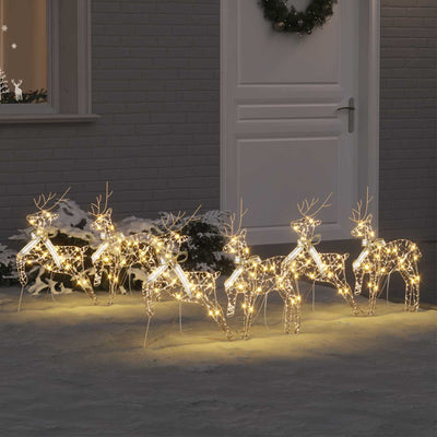 VidaXL Renne LED avec 180 LED 6 pcs capuchon doré
