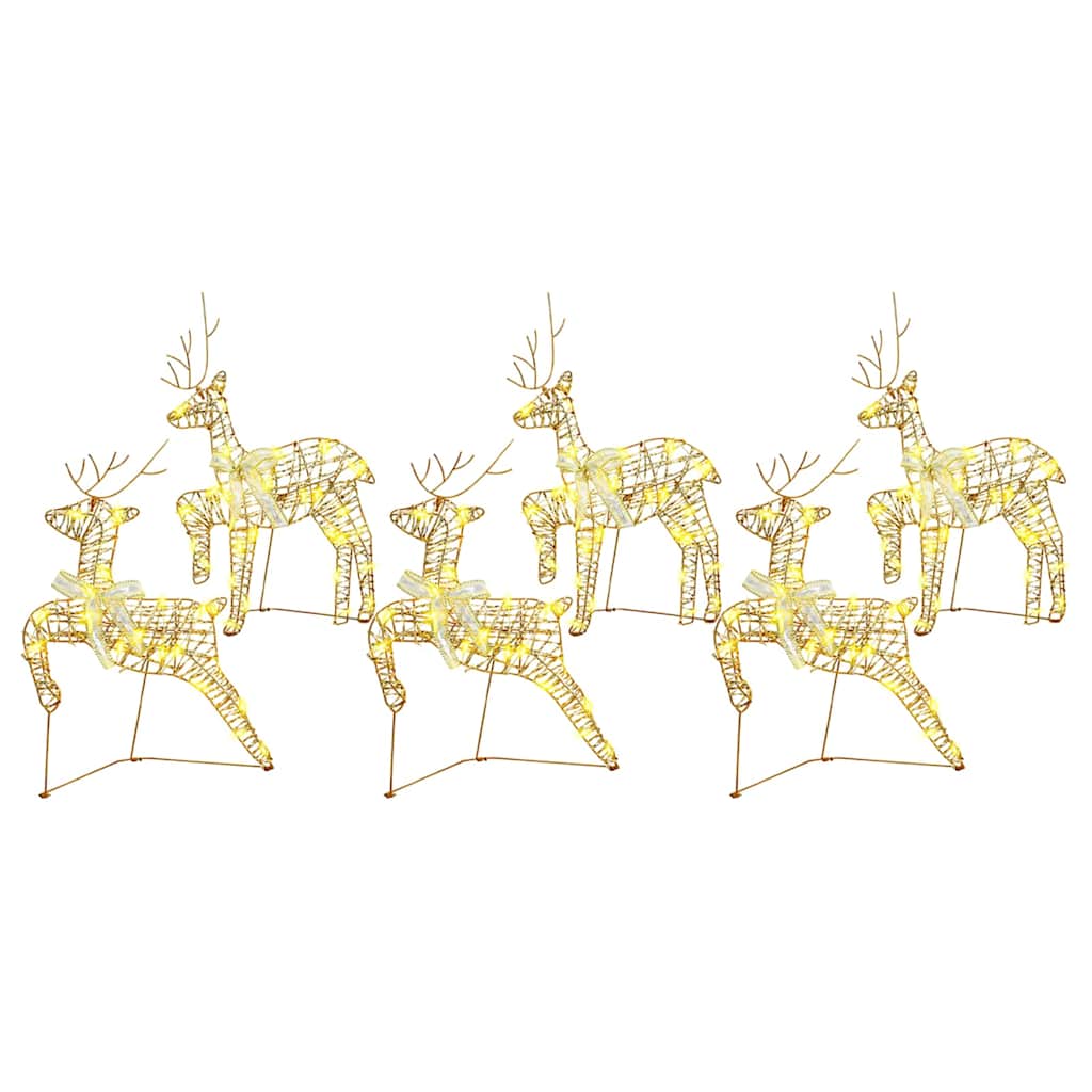 VidaXL Renne LED avec 180 LED 6 pcs capuchon doré