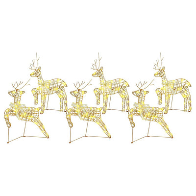 VidaXL Renne LED avec 180 LED 6 pcs capuchon doré