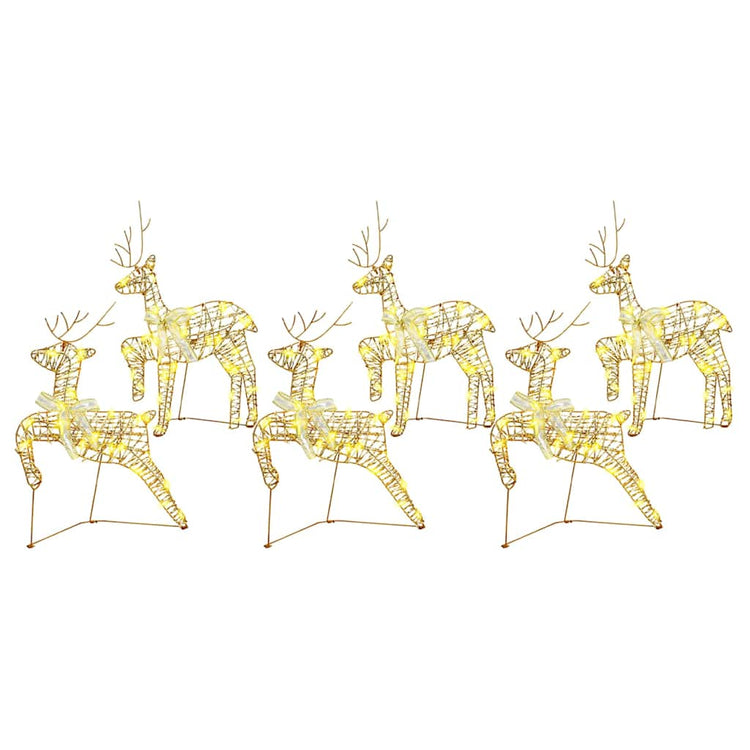 VidaXL Renne LED avec 180 LED 6 pcs capuchon doré