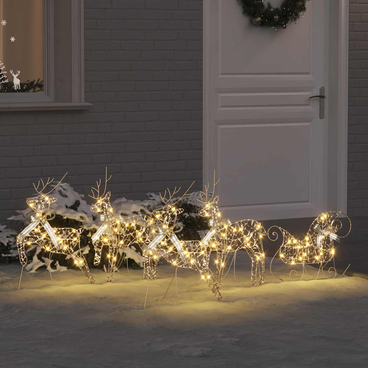 VidaXL Renne LED avec 40 LED 5 pcs capuchon doré