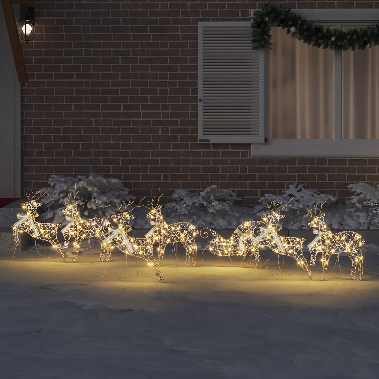 VidaXL Renne LED avec 40 LED 7 pcs capuchon doré