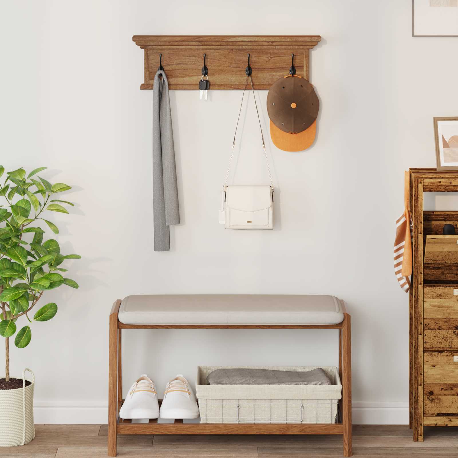 Vidaxx portemanteau mural naturel 70 x 10 x 20 cm teck massif