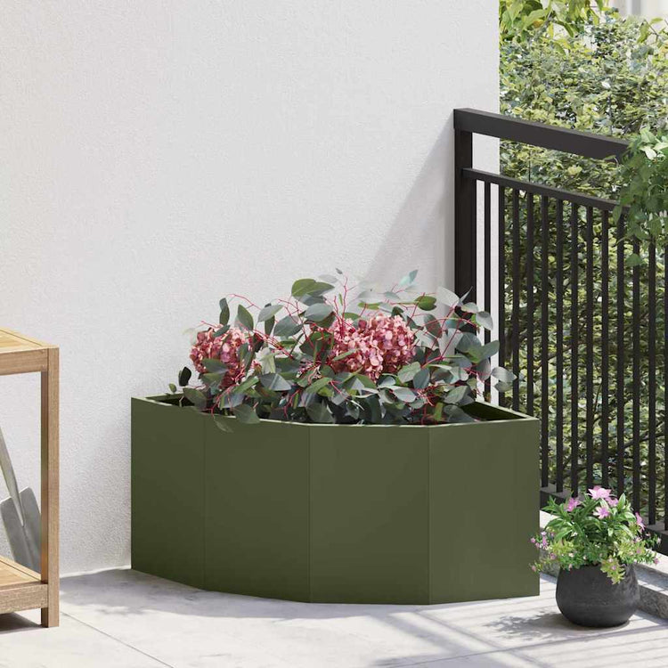 Vidaxx jardinière d'angle vert olive 60 x 60 x 35 cm acier