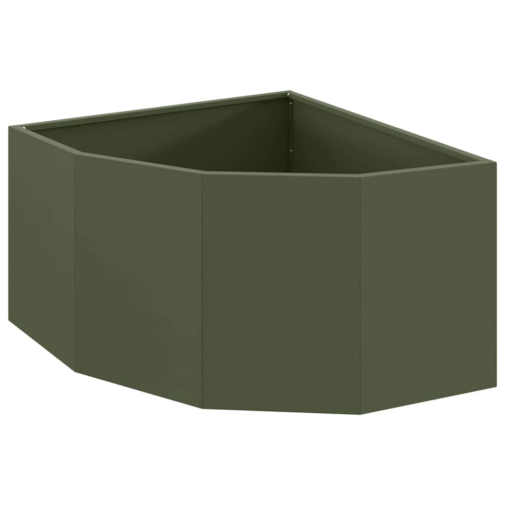 Vidaxx jardinière d'angle vert olive 60 x 60 x 35 cm acier