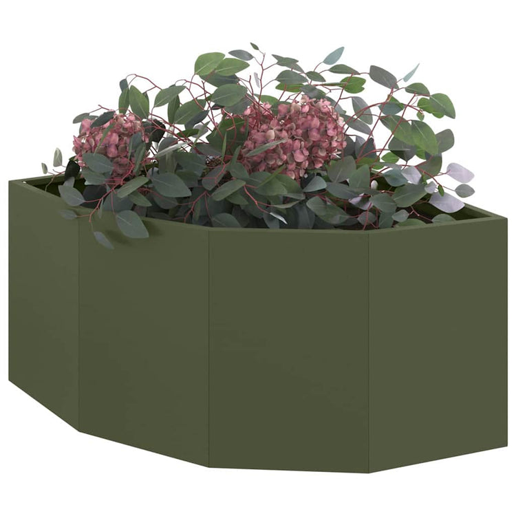Vidaxx jardinière d'angle vert olive 60 x 60 x 35 cm acier