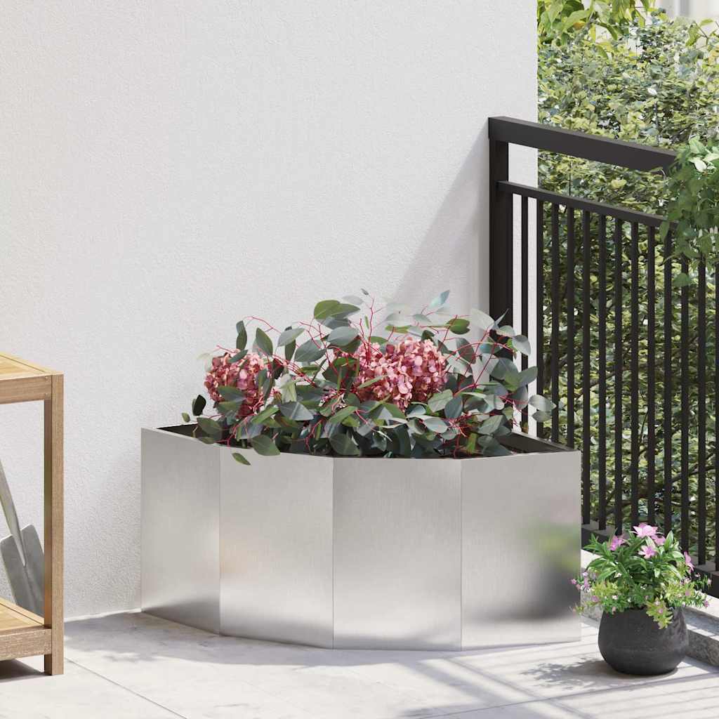 Vidaxx jardinière d'angle argent 60 x 60 x 35 cm acier inoxydable
