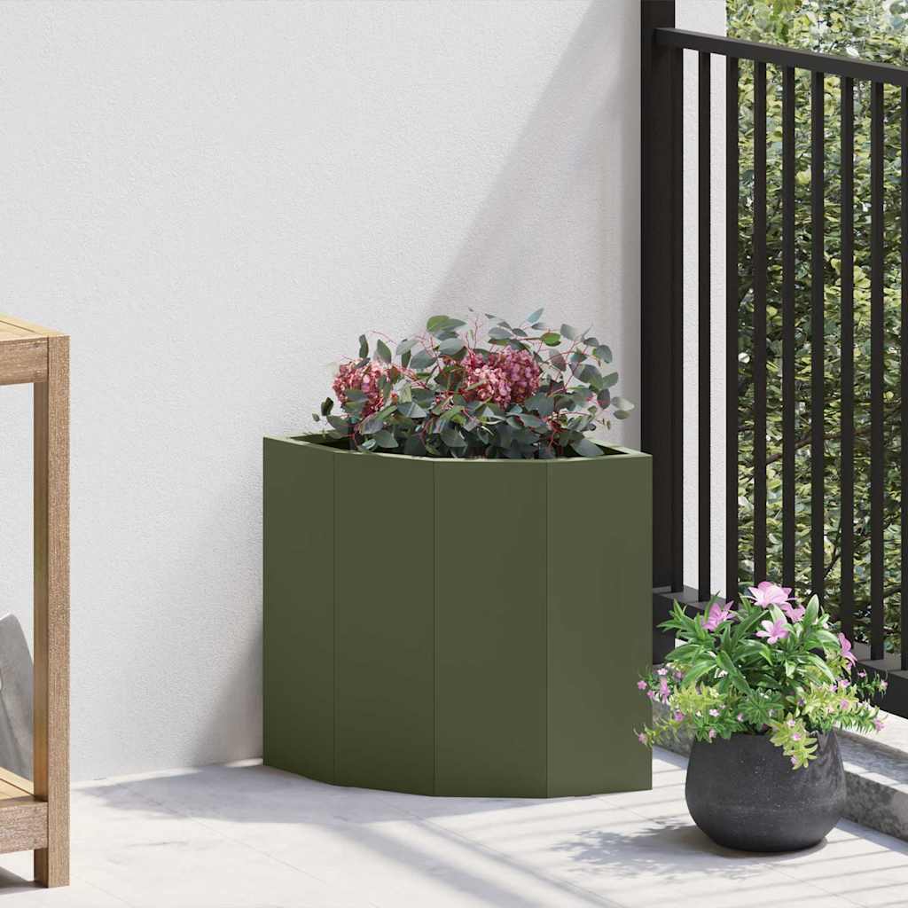 Vidaxx jardinière d'angle vert olive 30 x 30 x 35 cm acier