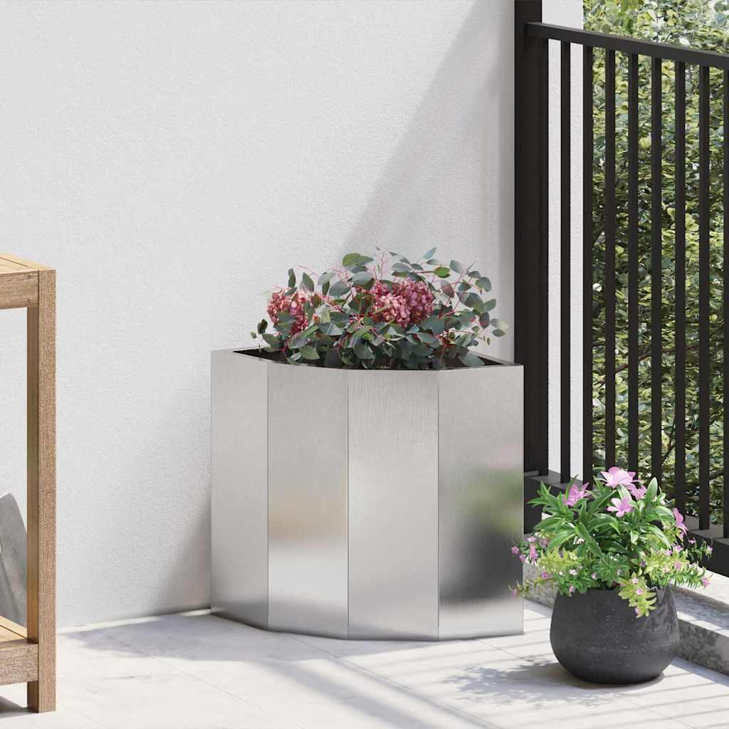 Vidaxx jardinière d'angle argent 30 x 30 x 35 cm acier inoxydable