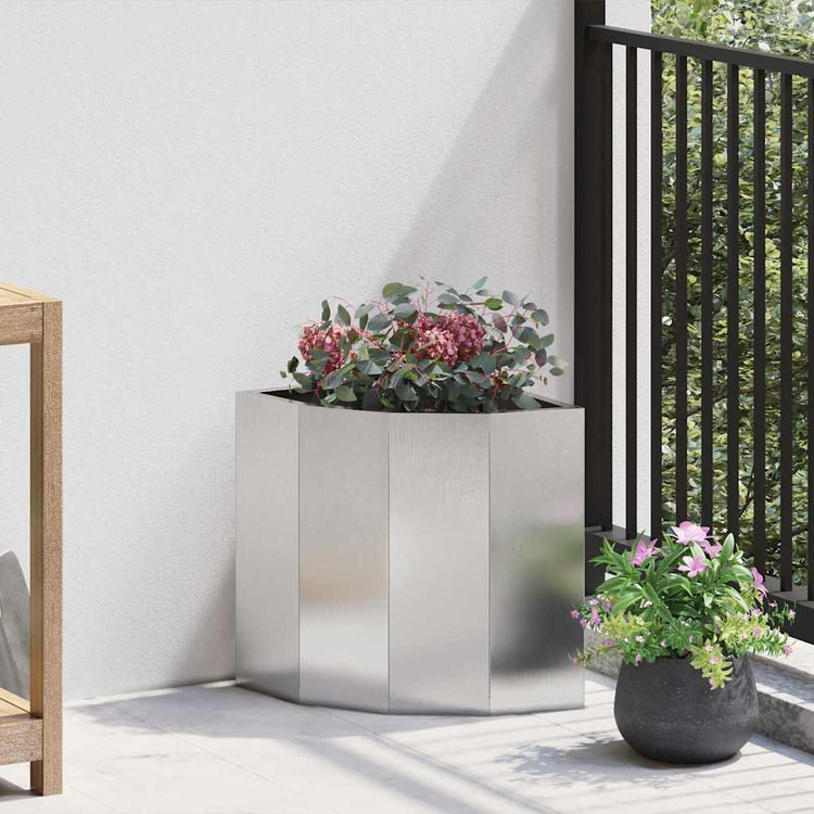 Vidaxx jardinière d'angle argent 30 x 30 x 35 cm acier inoxydable
