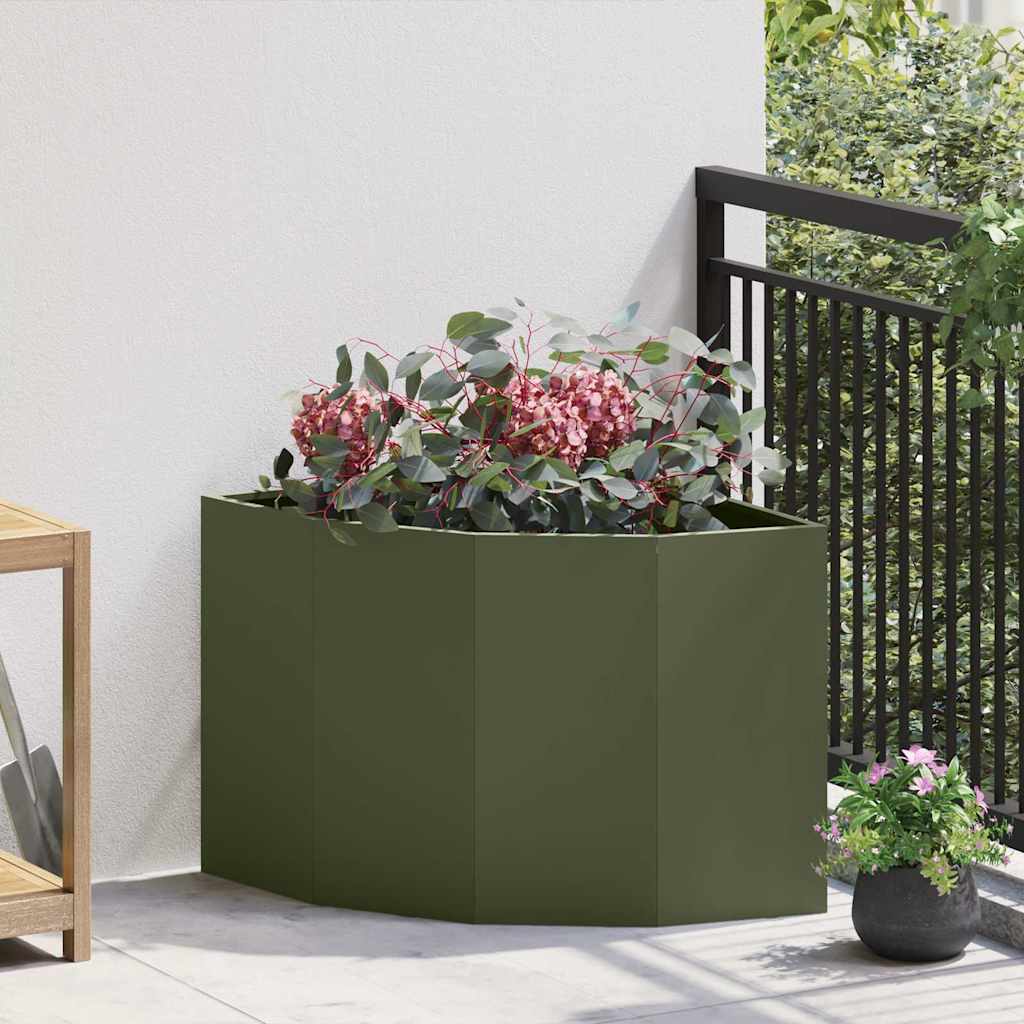 Vidaxx jardinière d'angle vert olive 60 x 60 x 50 cm acier