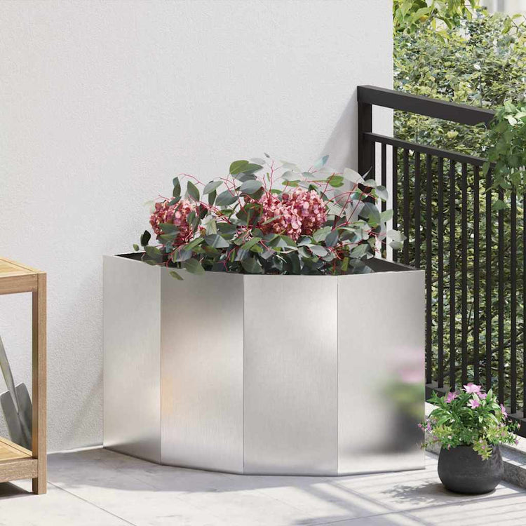Vidaxx jardinière d'angle argent 60 x 60 x 50 cm acier inoxydable