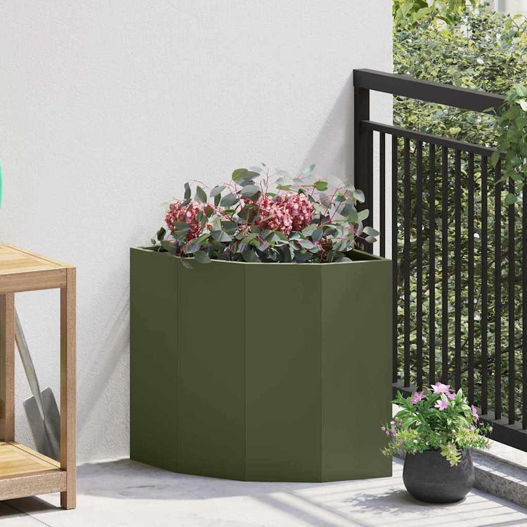 Vidaxx jardinière d'angle vert olive 45 x 45 x 50 cm acier