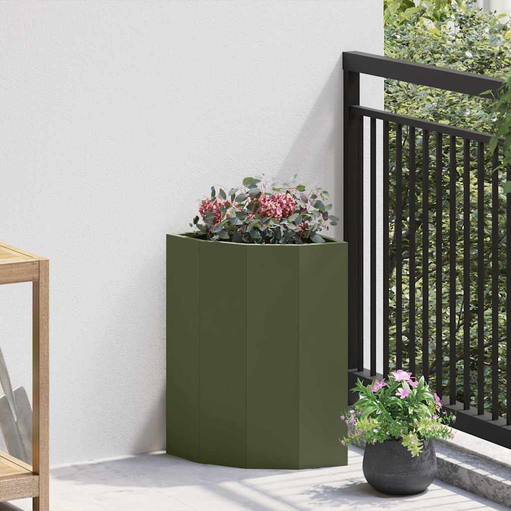 Vidaxx jardinière d'angle vert olive 30 x 30 x 50 cm acier