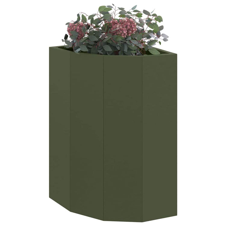 Vidaxx jardinière d'angle vert olive 30 x 30 x 50 cm acier