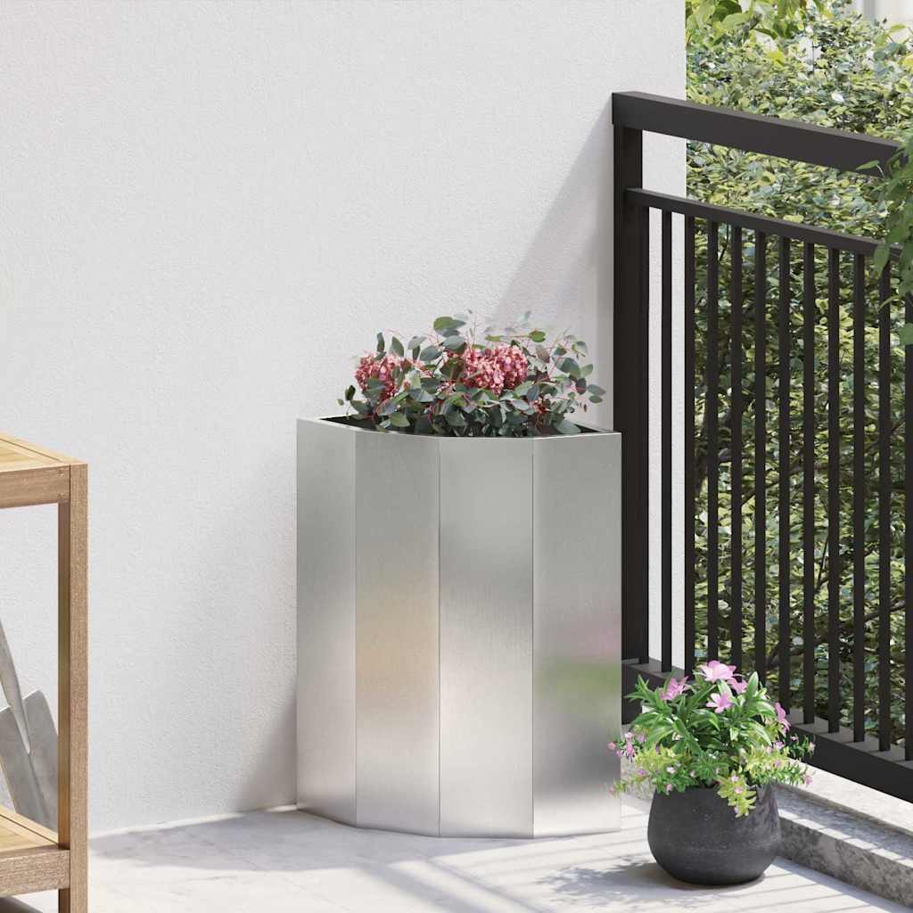 Vidaxx jardinière d'angle argent 30 x 30 x 50 cm acier inoxydable
