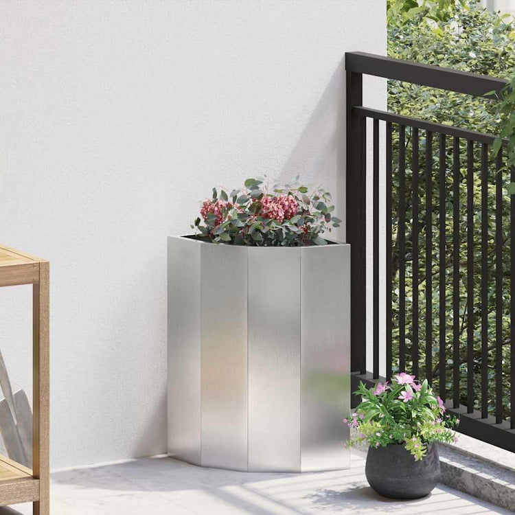 Vidaxx jardinière d'angle argent 30 x 30 x 50 cm acier inoxydable