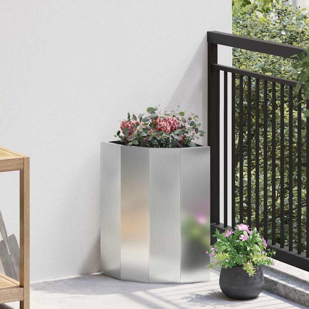 Vidaxx jardinière d'angle argent 30 x 30 x 50 cm en acier galvanisé