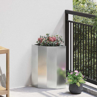 Vidaxx jardinière d'angle argent 30 x 30 x 50 cm en acier galvanisé