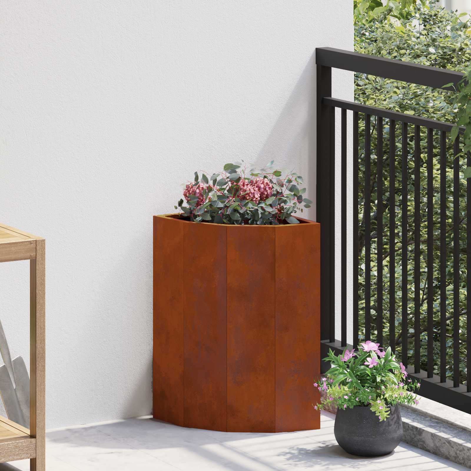 Vidaxx jardinière d'angle rouillé 30 x 30 x 50 cm acier corten
