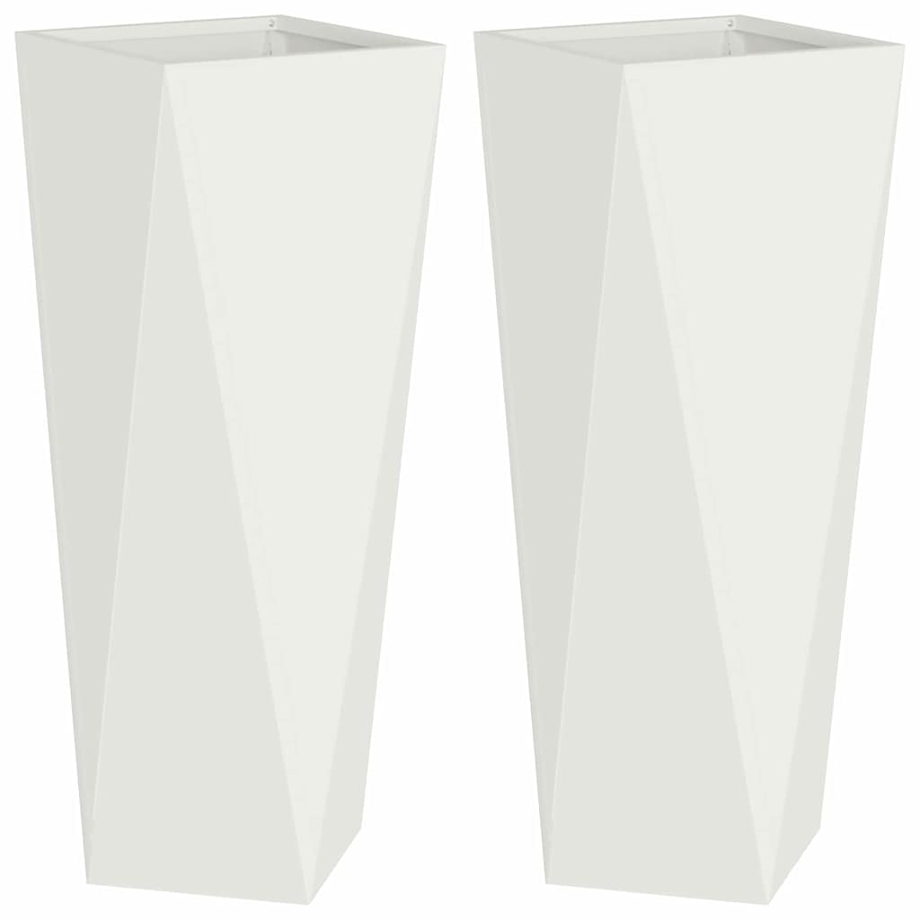 VidaXL jardinière 2 pcs blanc 30 x 30 x 75 cm acier