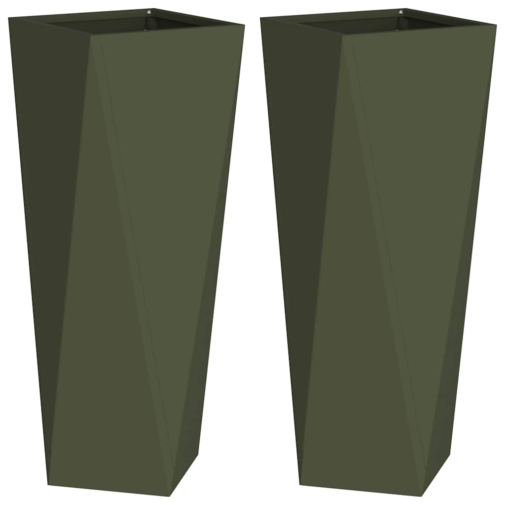 Vidaxx jardinière 2 pcs vert olive 30 x 30 x 75 cm acier