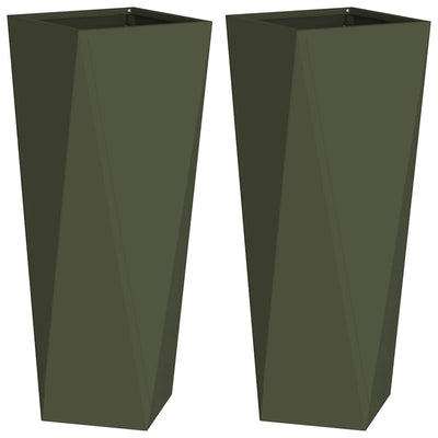 Vidaxx jardinière 2 pcs vert olive 30 x 30 x 75 cm acier