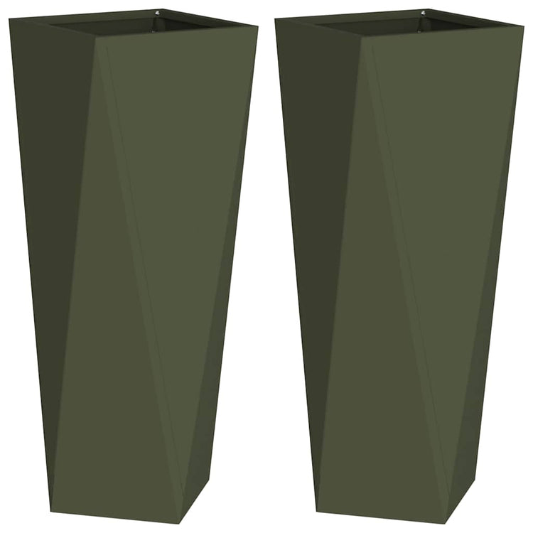 Vidaxx jardinière 2 pcs vert olive 30 x 30 x 75 cm acier