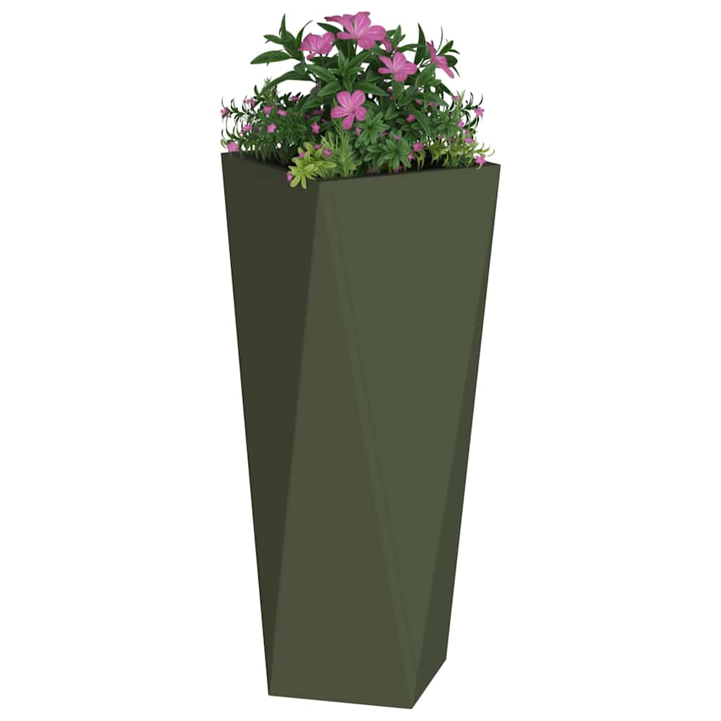 Vidaxx jardinière 2 pcs vert olive 30 x 30 x 75 cm acier
