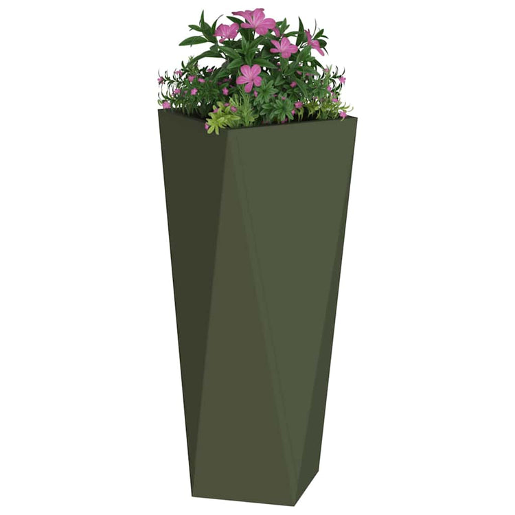 Vidaxx jardinière 2 pcs vert olive 30 x 30 x 75 cm acier
