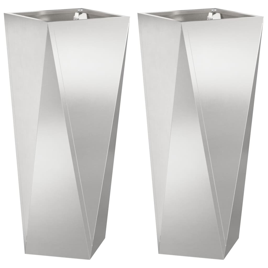 Vidaxx jardinière 2 pcs argent 30 x 30 x 75 cm acier inoxydable