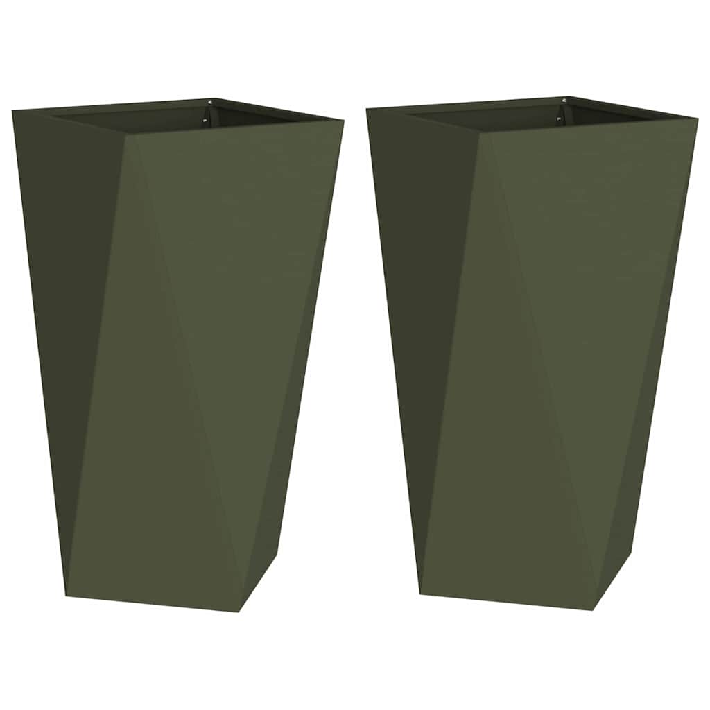 VidaXL jardinière 2 pcs vert olive 40 x 40 x 75 cm acier
