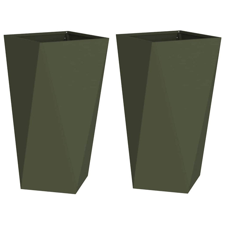 VidaXL jardinière 2 pcs vert olive 40 x 40 x 75 cm acier