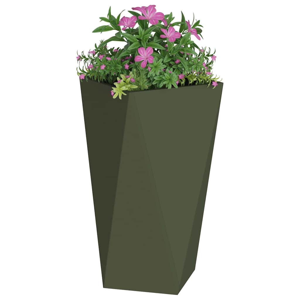 VidaXL jardinière 2 pcs vert olive 40 x 40 x 75 cm acier