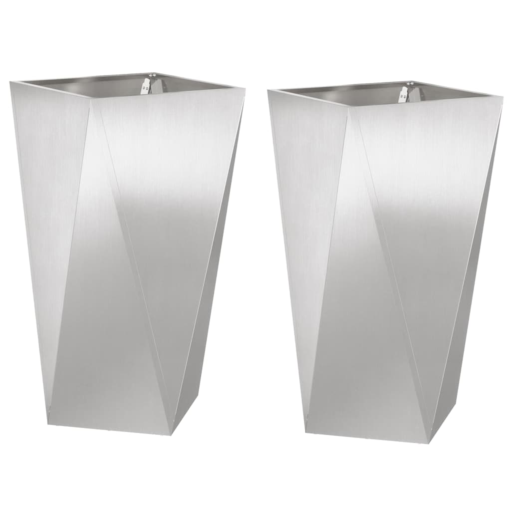 Vidaxx jardinière 2 pcs argent 40 x 40 x 75 cm acier inoxydable