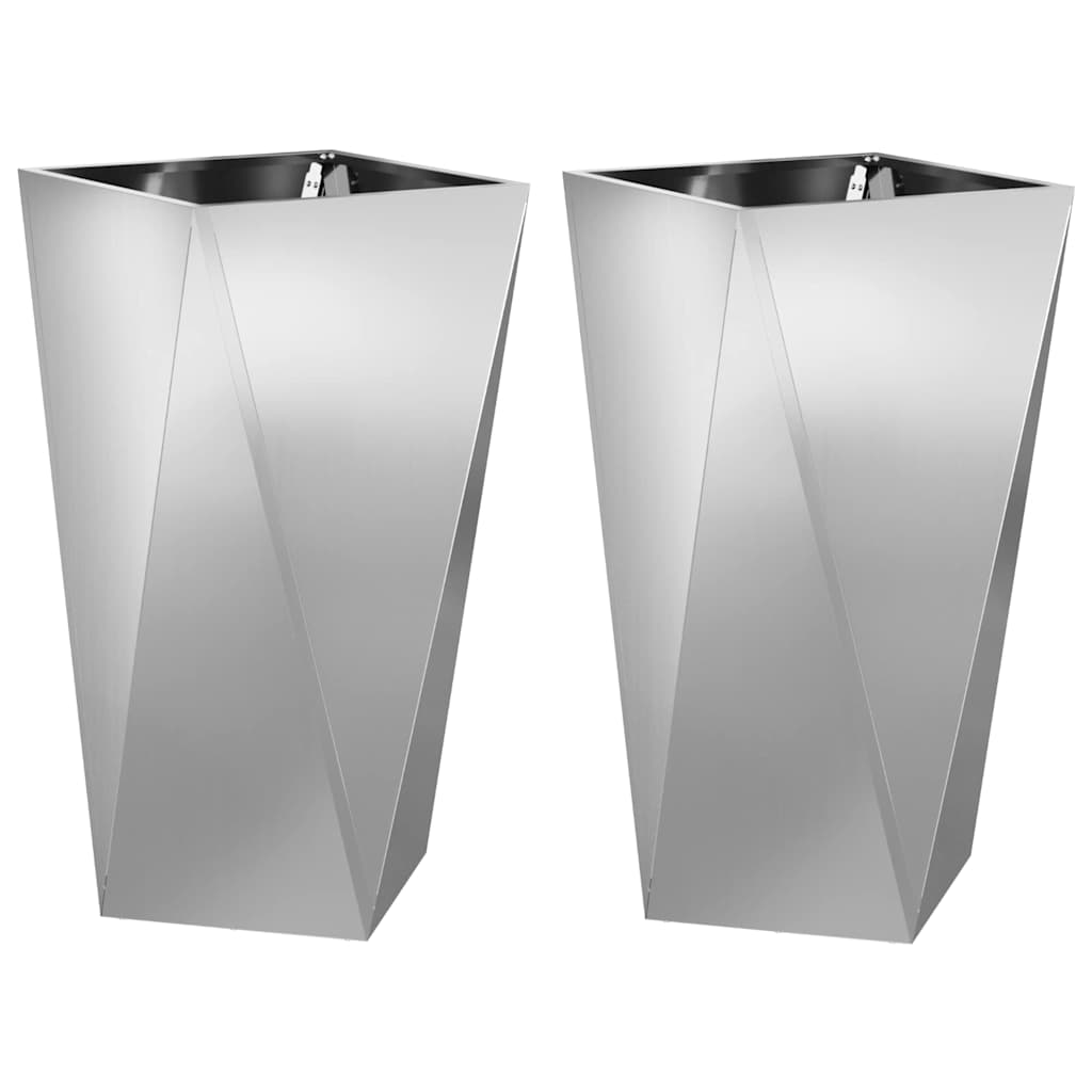 Vidaxx jardinière 2 pcs argent 40 x 40 x 75 cm acier galvanisé