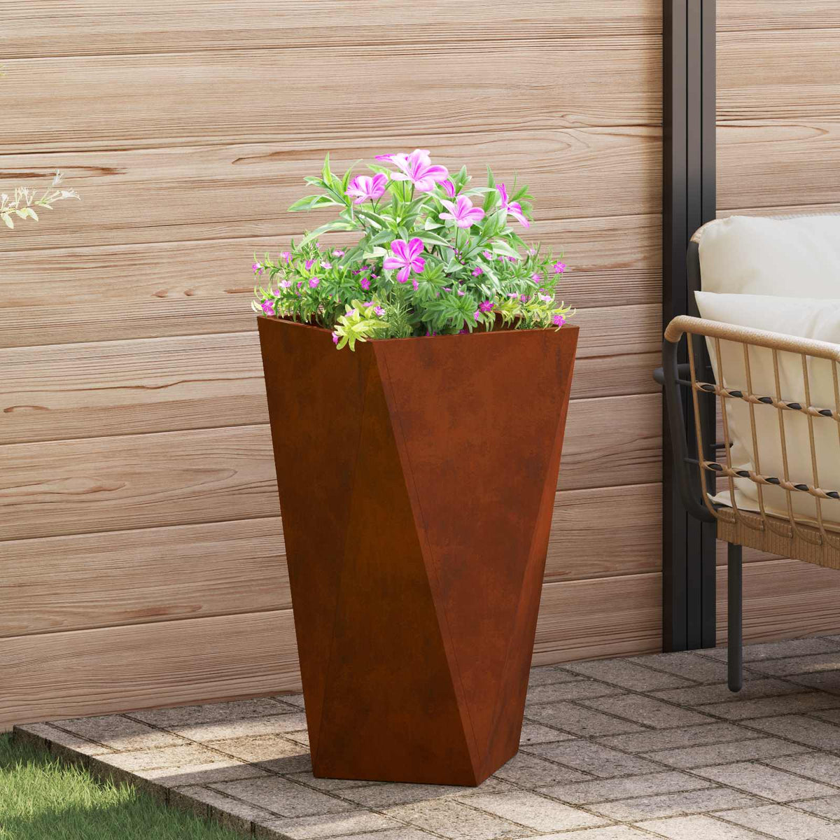 Vidaxl jardinière rouillé 40 x 40 x 75 cm acier corten