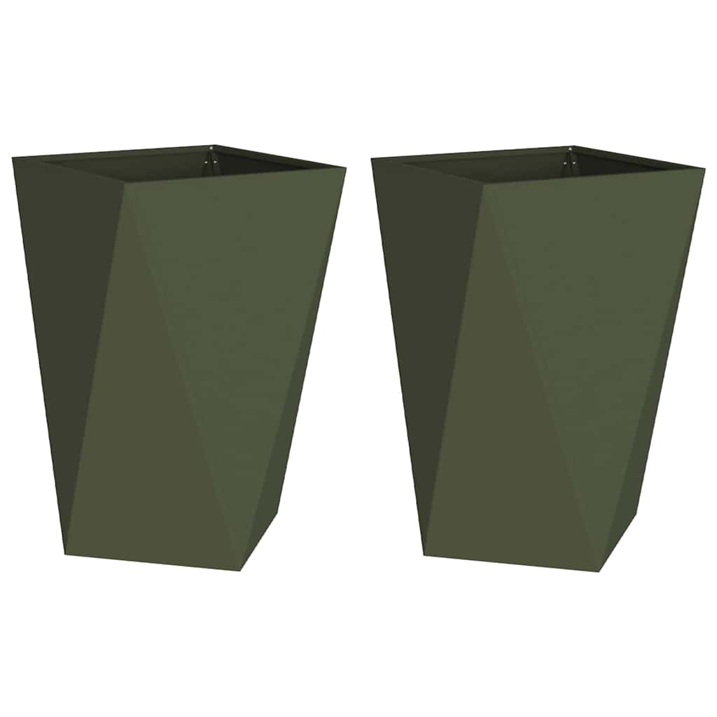 Vidaxx jardinière 2 pcs vert olive 50 x 50 x 75 cm acier