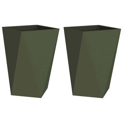 Vidaxx jardinière 2 pcs vert olive 50 x 50 x 75 cm acier